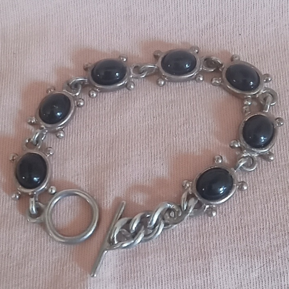 Black Onyx Silver Bracelet
